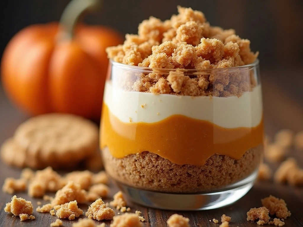 Graham cracker and gingersnap crumb options for pumpkin parfaits