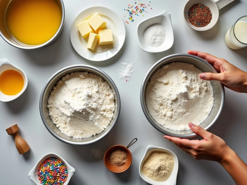 Ingredients for a 6-inch vanilla birthday cake