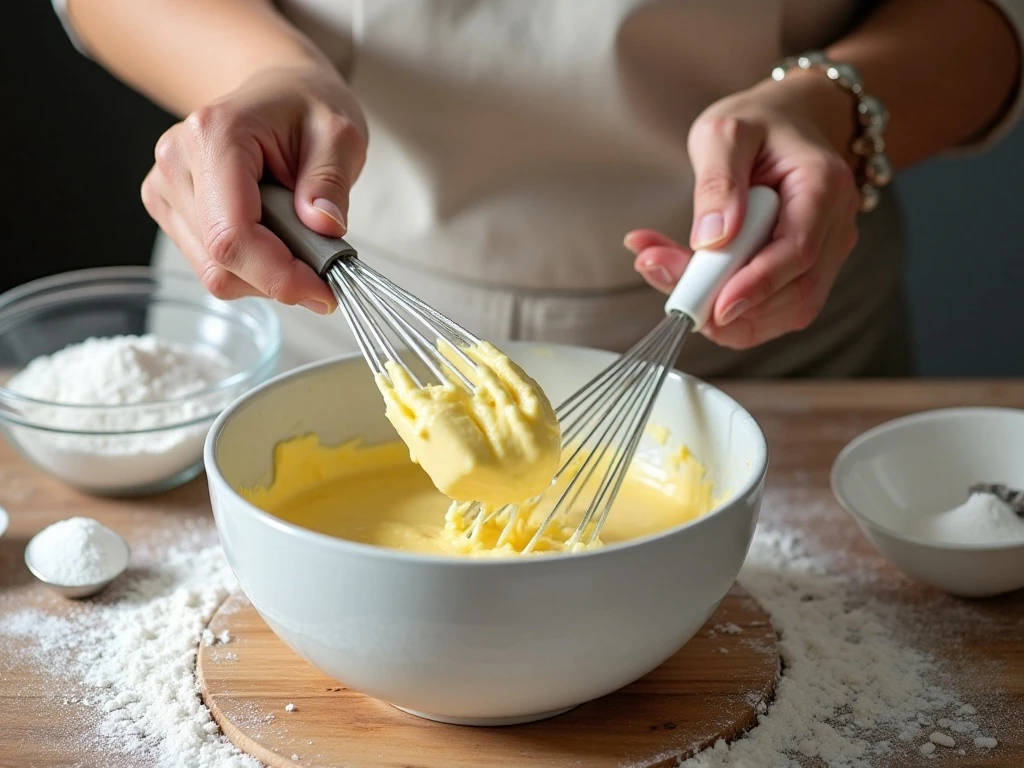 Preparing ingredients for a tender small vanilla cake