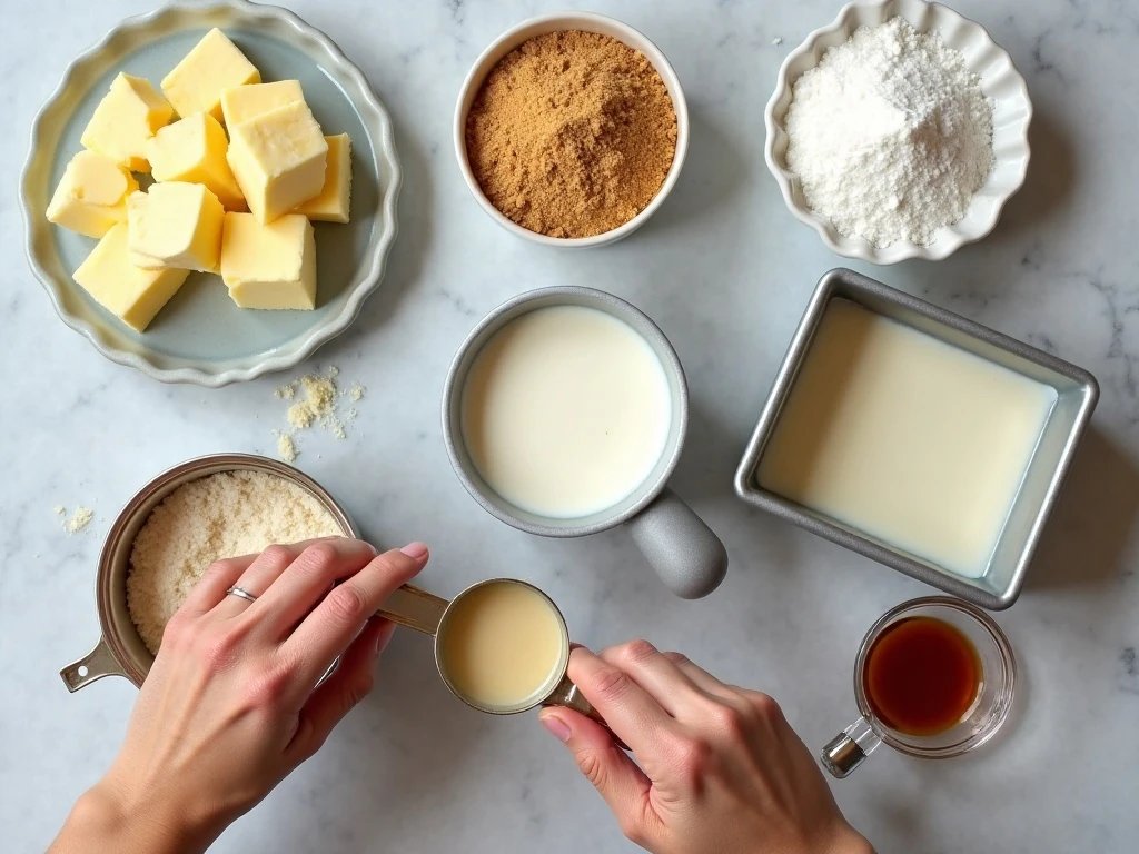 Ingredients for easy 6-minute microwave caramels