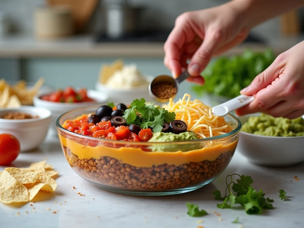 Ingredients for homemade seven-layer taco dip