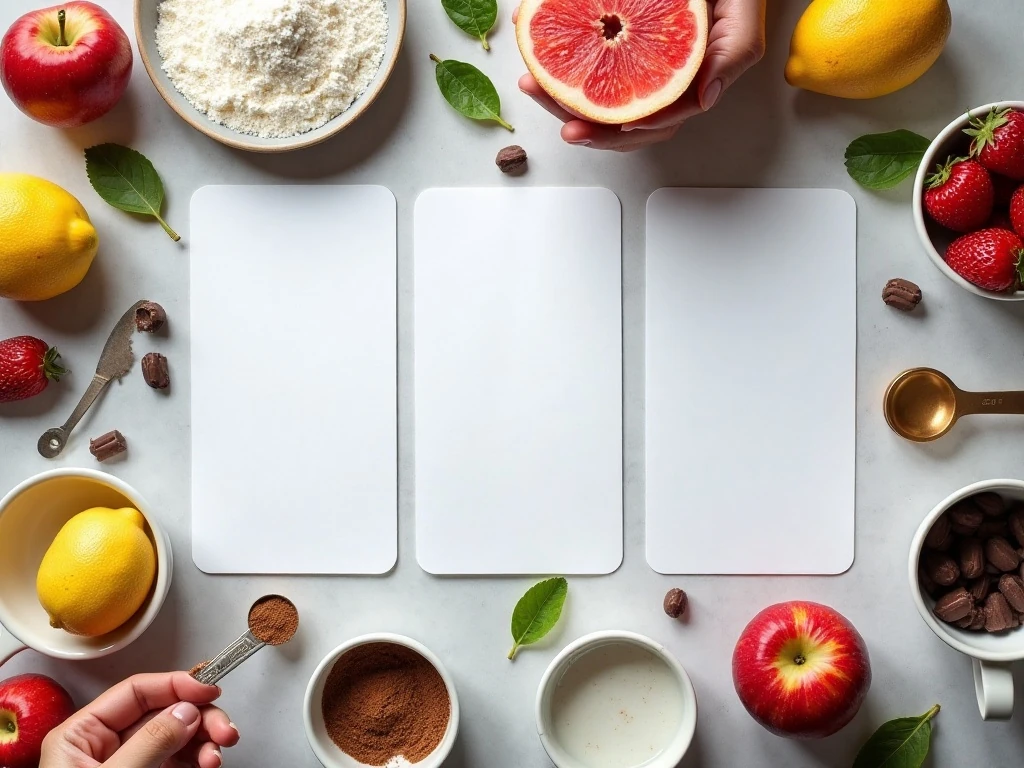 Gluten-free dessert ingredients arranged for recipe verification