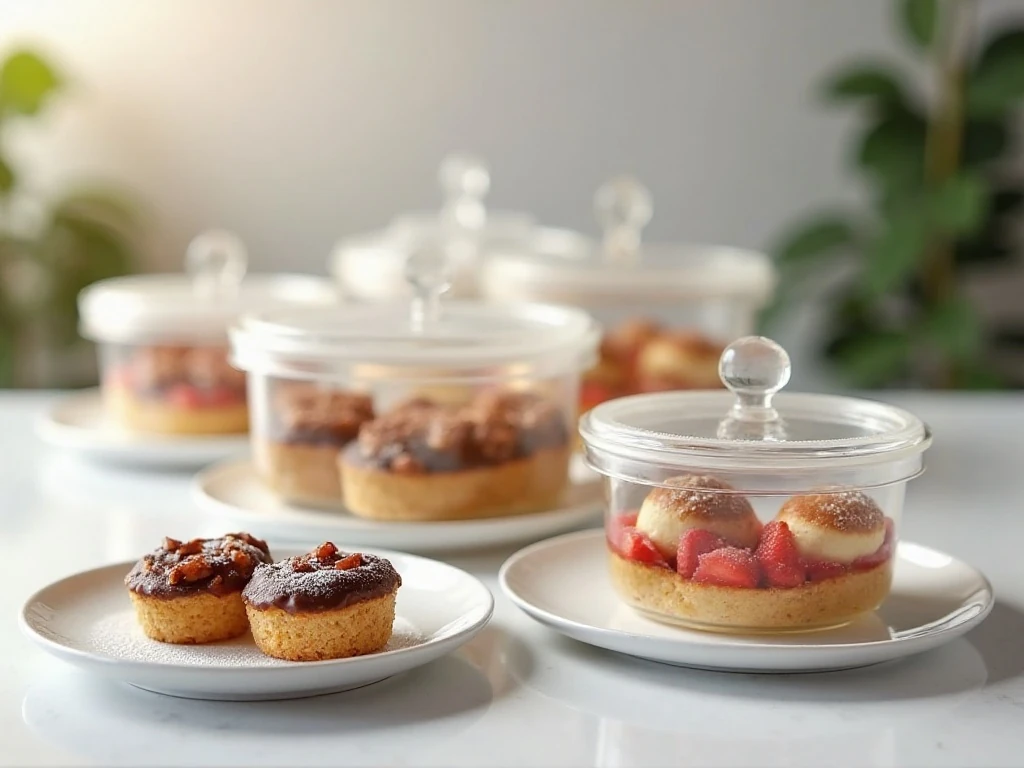 Labeled gluten-free desserts prepared for safe storage and serving