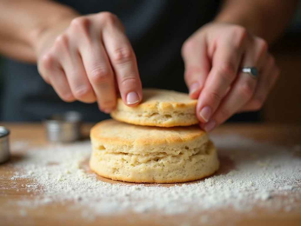 Gently shaping 7-Up biscuit dough before cutting