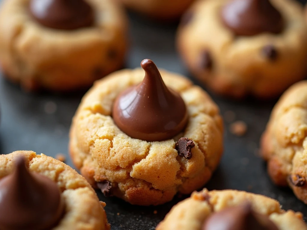 Close-up of perfectly assembled Nutter Butter acorn cookies