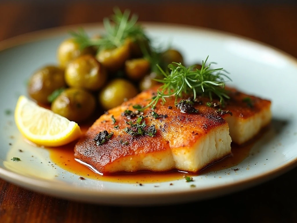 Air fried pepper jelly Brussels sprouts served with fish