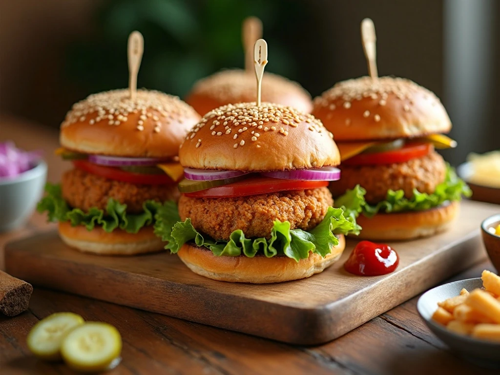 Four homemade air-fried hamburgers ready for a quick dinner