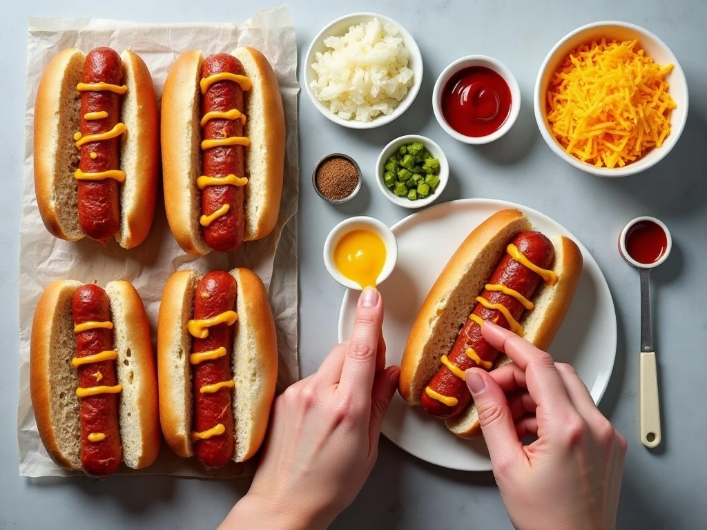 Ingredients for easy air-fried hot dogs