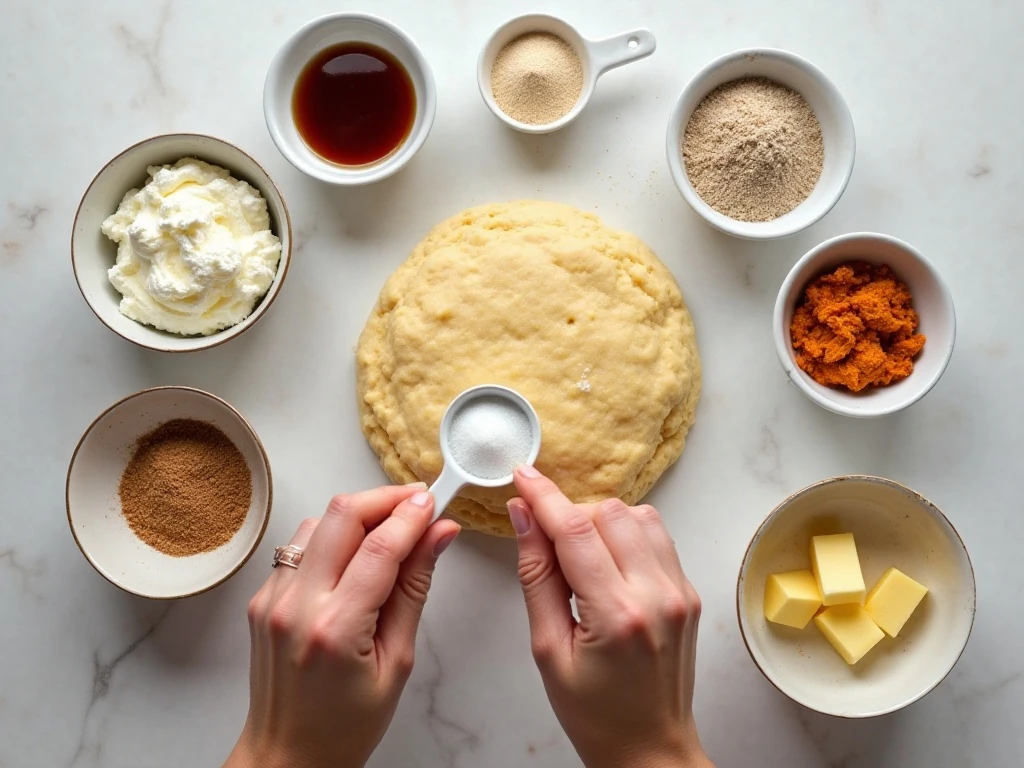 Ingredients for air fried pumpkin spice cream cheese donut holes