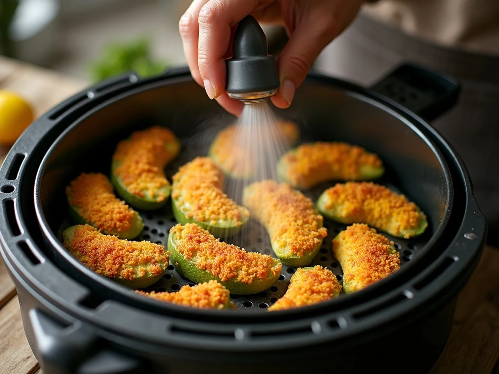 Avocado wedges arranged in an air fryer basket