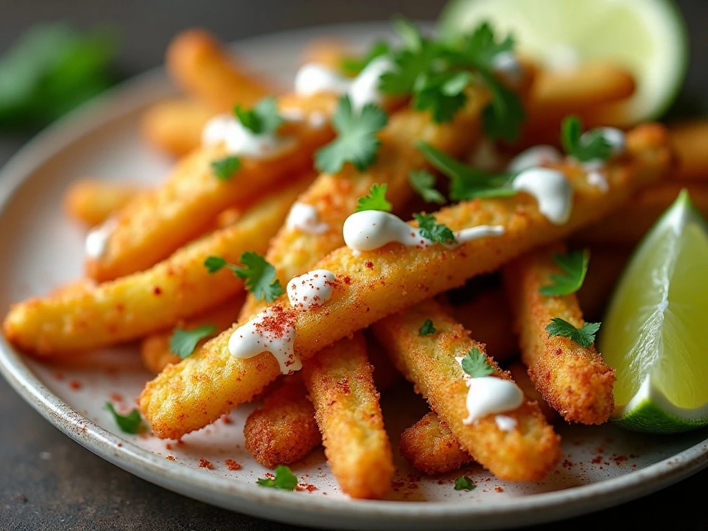 Avocado fries with lime and creamy dipping sauces