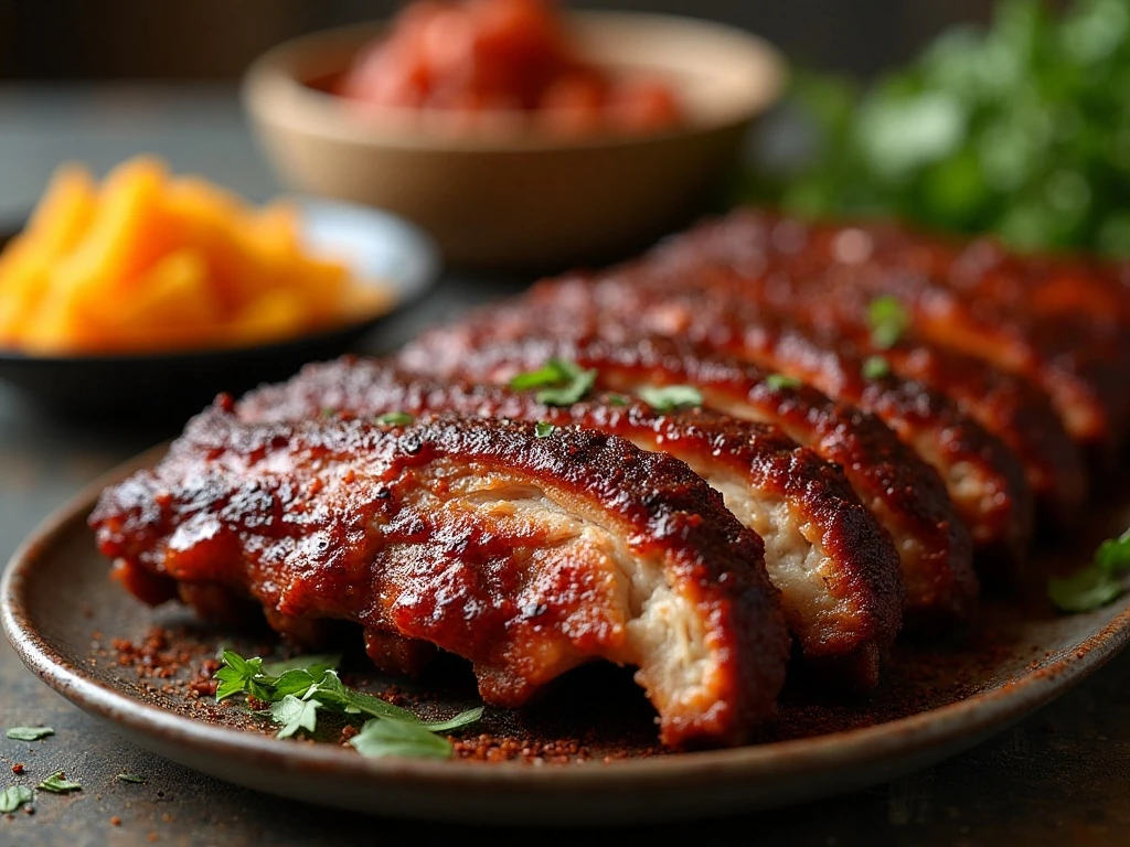 Tender crispy air fryer baby back ribs with barbecue sauce