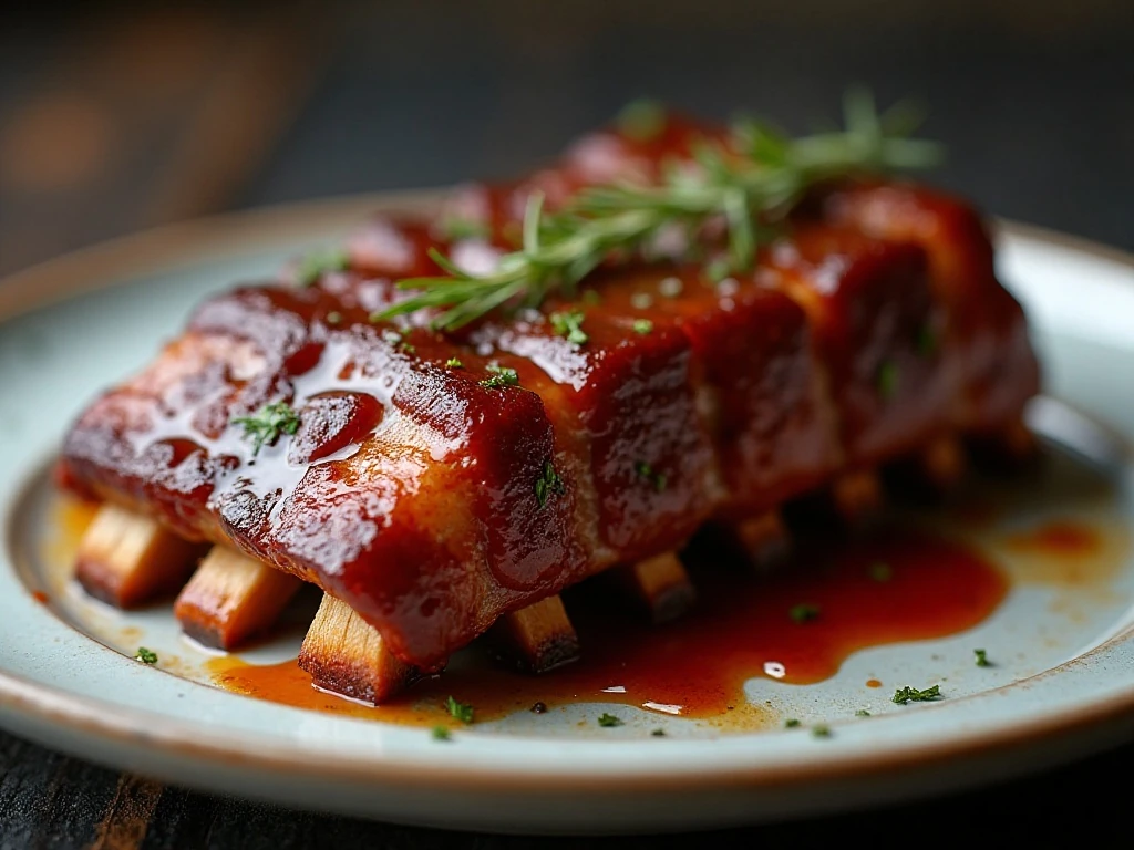 Reheated air fryer baby back ribs with barbecue sauce