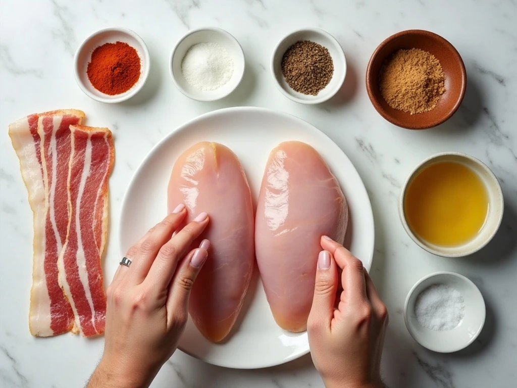 Ingredients for air fryer bacon-wrapped chicken