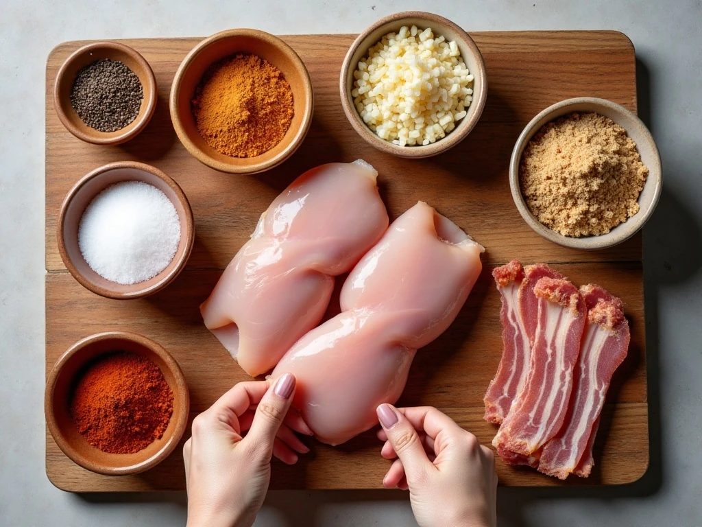Ingredients for air fryer bacon-wrapped chicken tenders