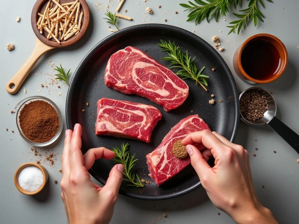 Ingredients for easy air fryer bacon-wrapped steak bites