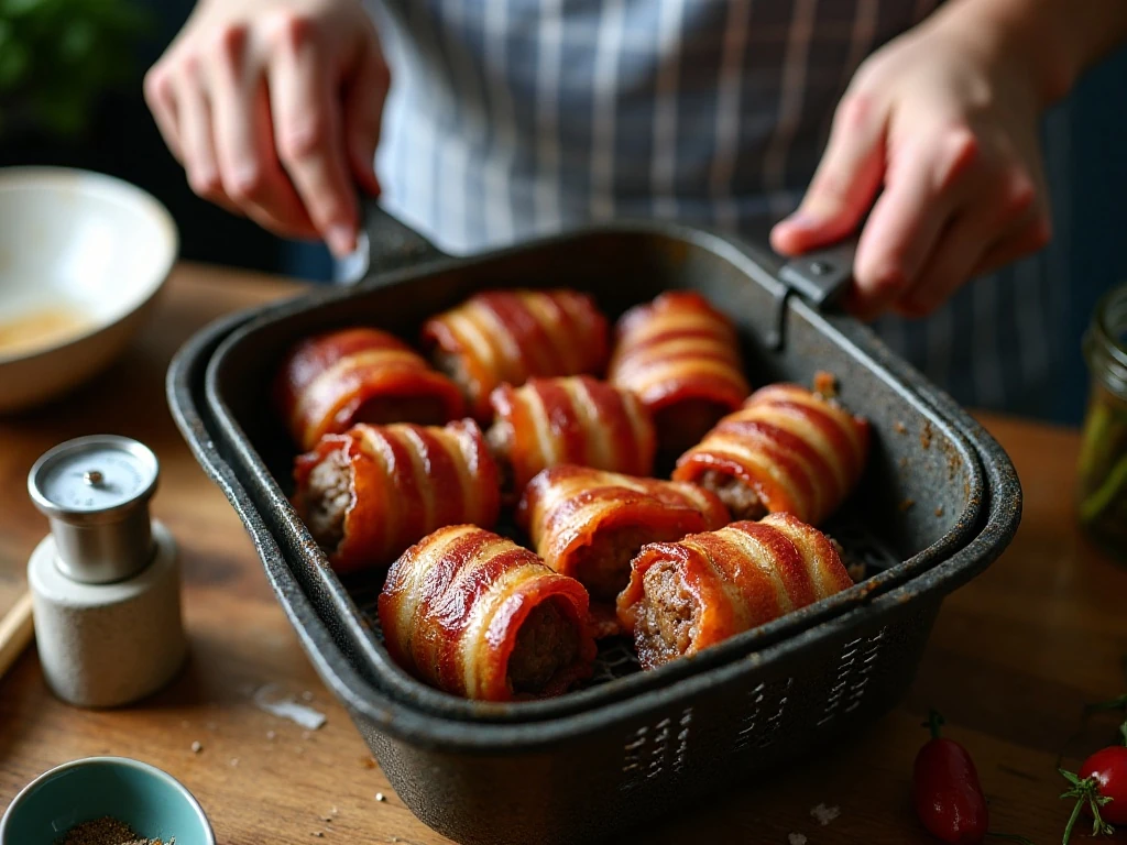 Steak bites arranged in a single layer in an air fryer basket