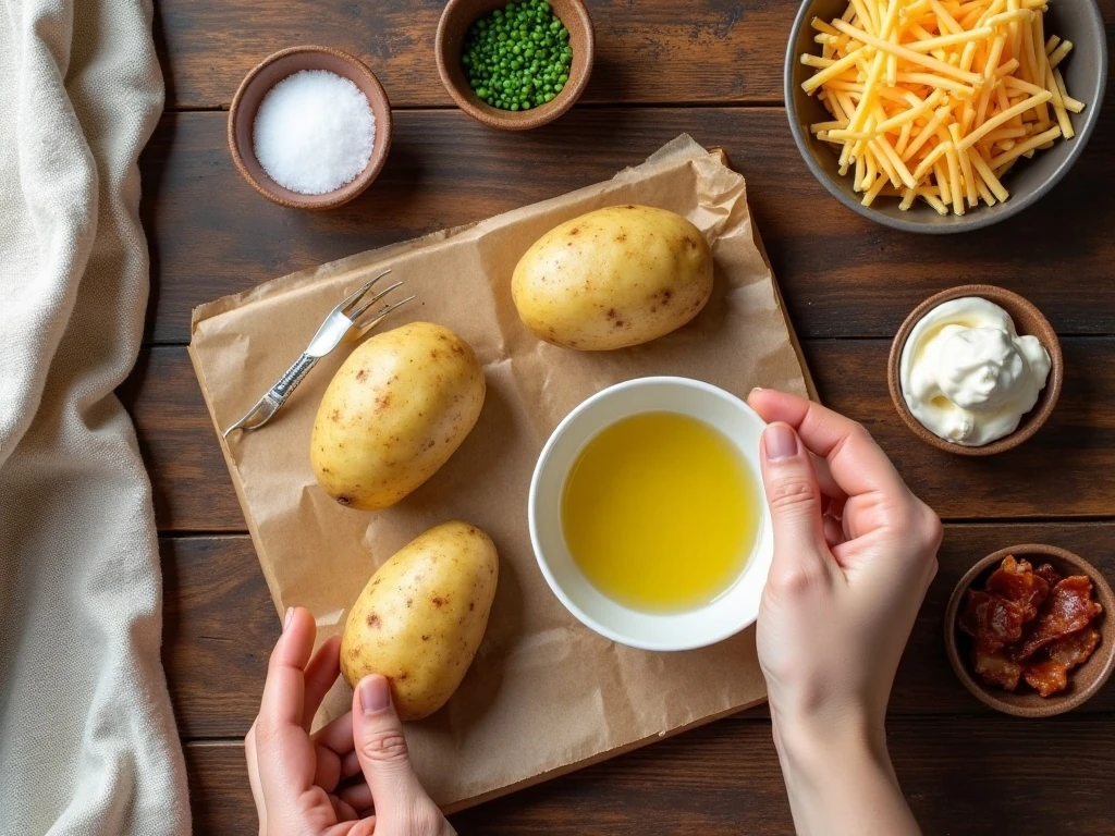 Ingredients for air fryer baked potatoes