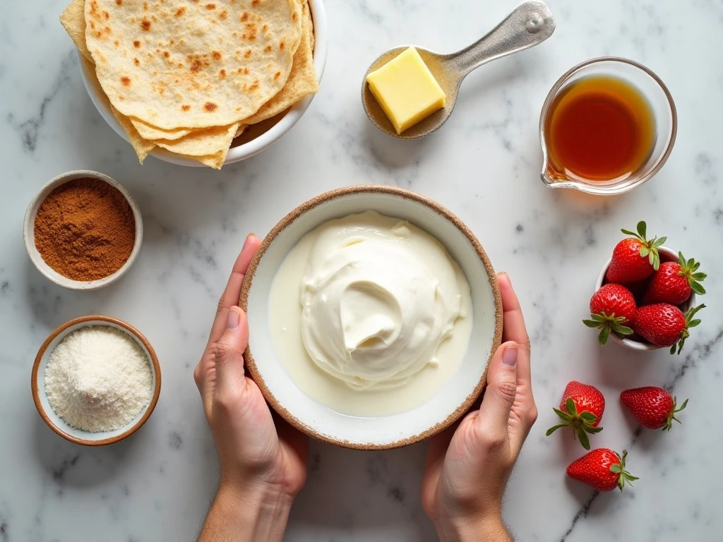 Ingredients for air fryer cheesecake chimichangas