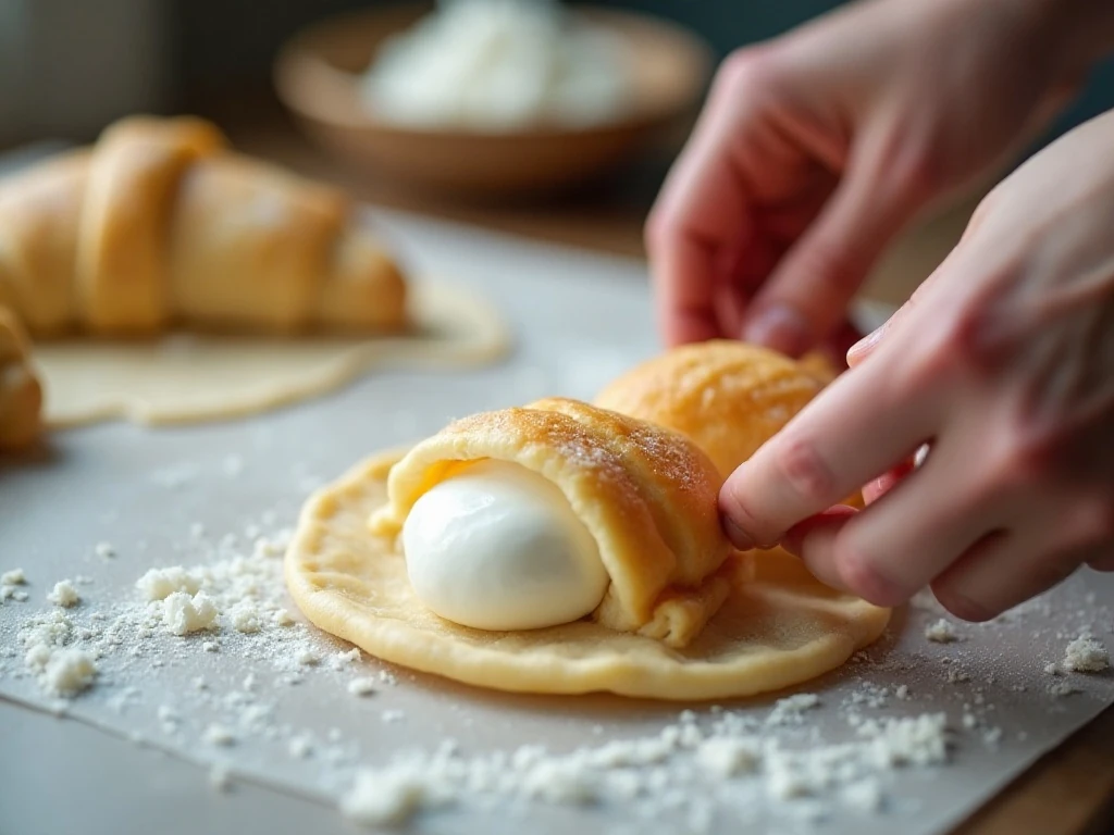 Wrapping mozzarella in crescent dough for air frying