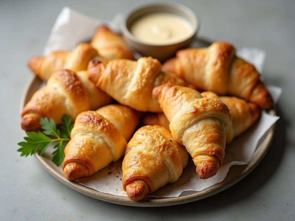 Reheated cheesy garlic crescent rolls ready to serve