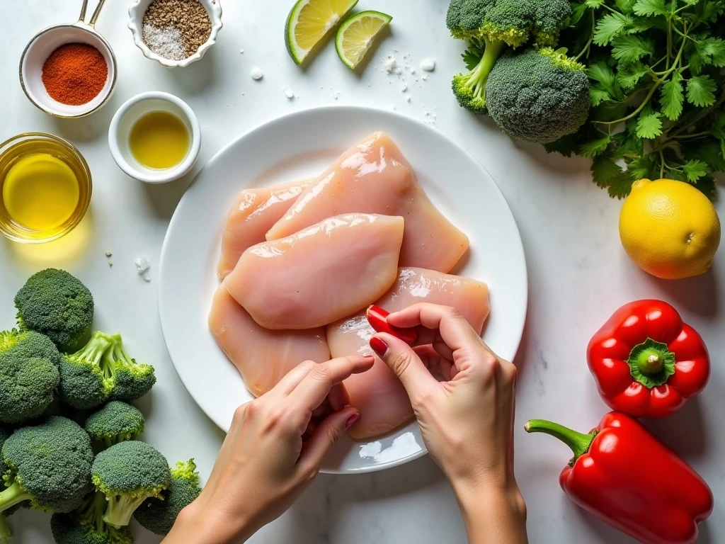 Ingredients for air fryer chicken and vegetables