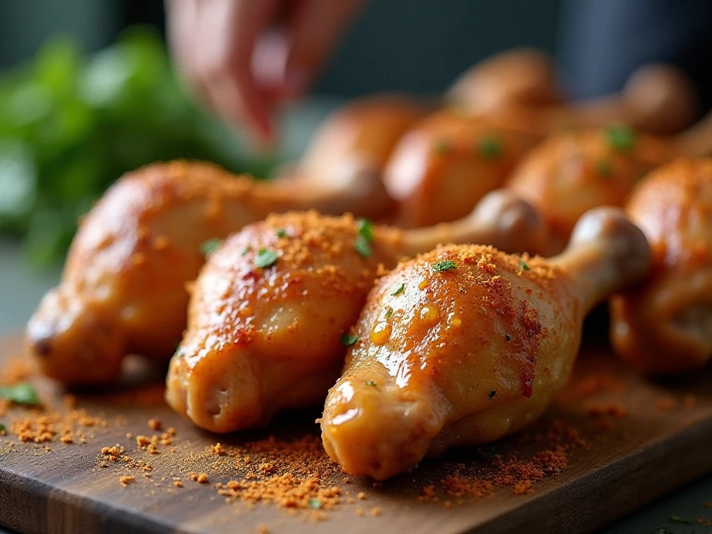 Seasoned chicken drumsticks ready for air frying