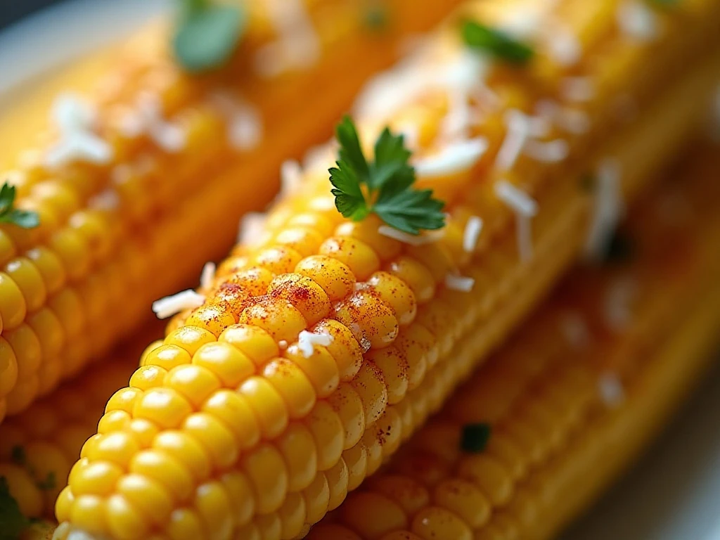 Buttery air fryer corn with savory garnish options