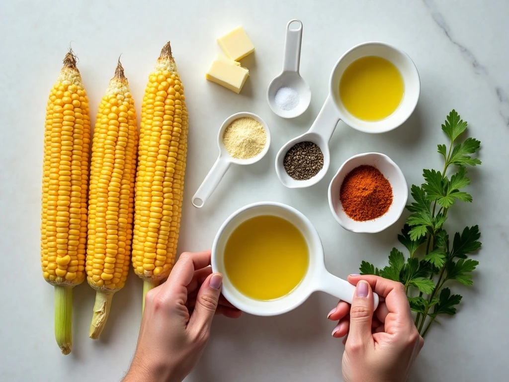 Ingredients for crispy air fryer corn on the cob