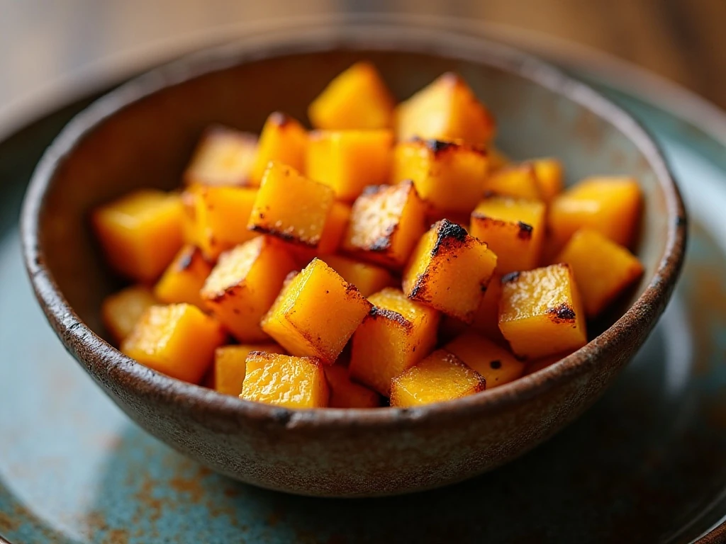 Crispy air-fryer butternut squash served as a golden autumn side dish