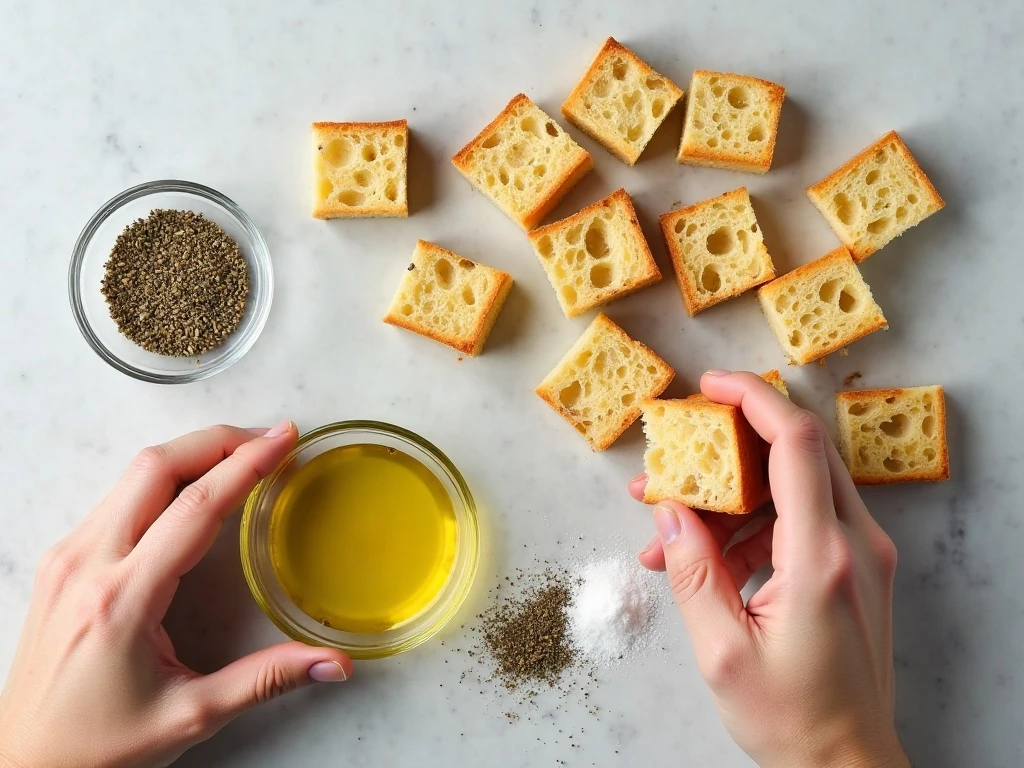 Ingredients for easy air fryer croutons