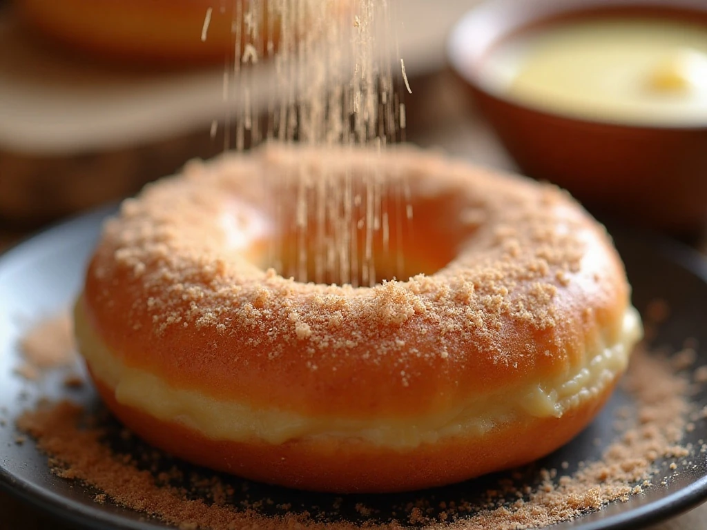 Cinnamon sugar and vanilla glaze toppings for air fryer donuts