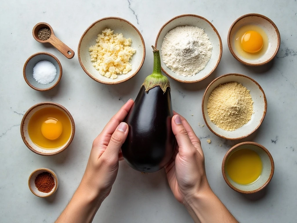 Ingredients for crispy air fryer eggplant