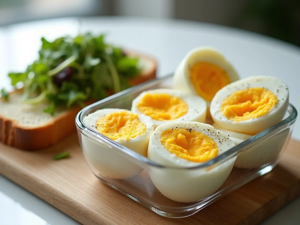 Air fryer eggs prepared for breakfast meal prep