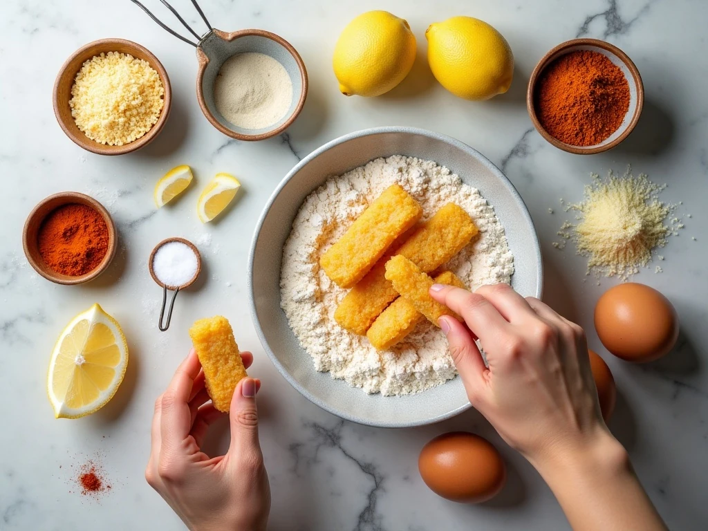Ingredients for homemade air fryer fish sticks
