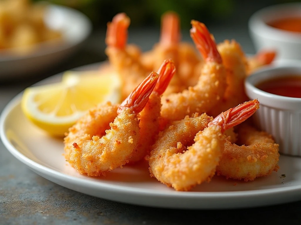Reheated crispy air fryer shrimp ready to serve