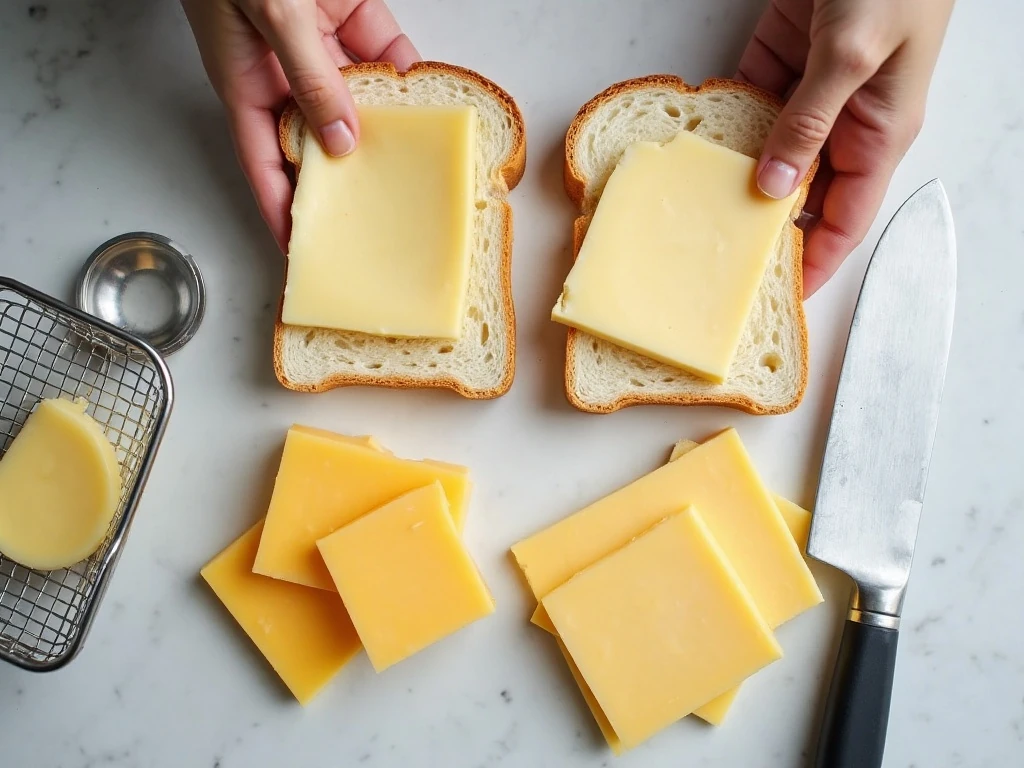 Bread cheese and butter for an air fryer grilled cheese sandwich