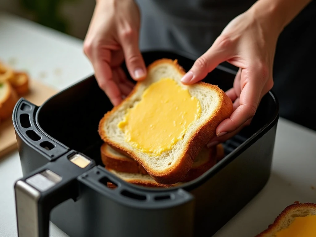 Preparing a grilled cheese sandwich for the air fryer