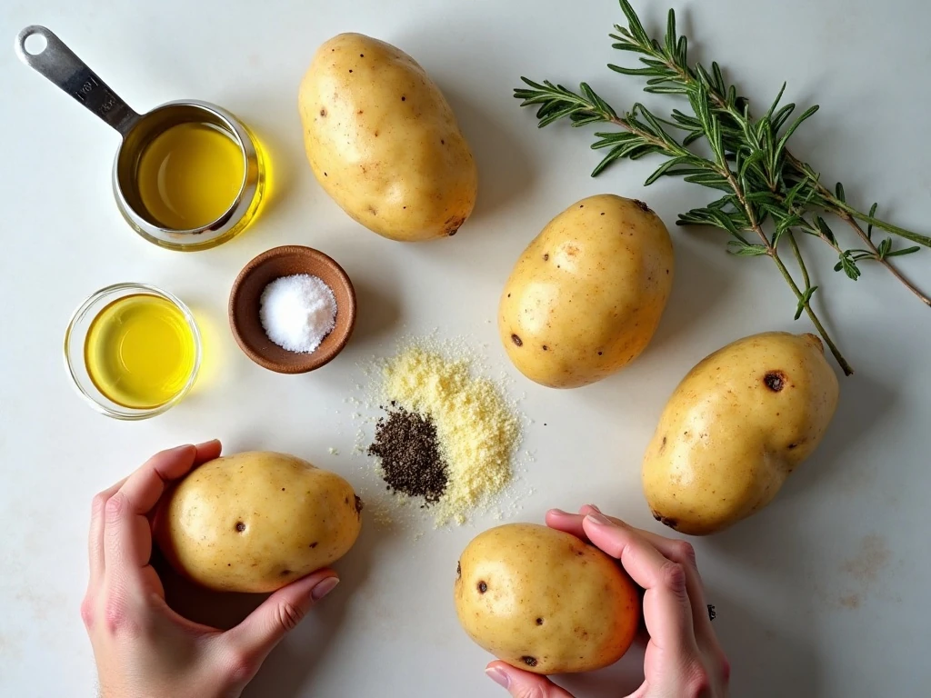 Ingredients for crispy air fryer Hasselback potatoes