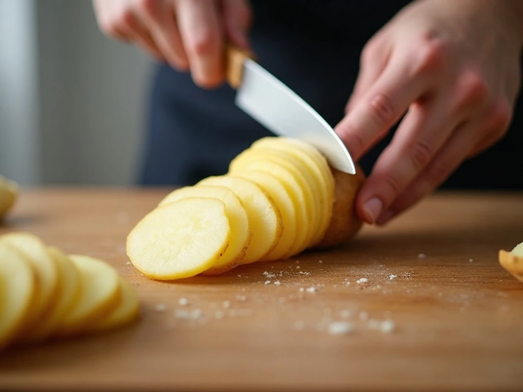 Slicing potatoes evenly for Hasselback potatoes