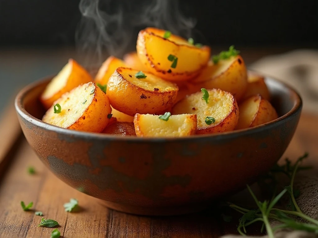 Crispy air fryer Lipton onion potatoes served in a bowl