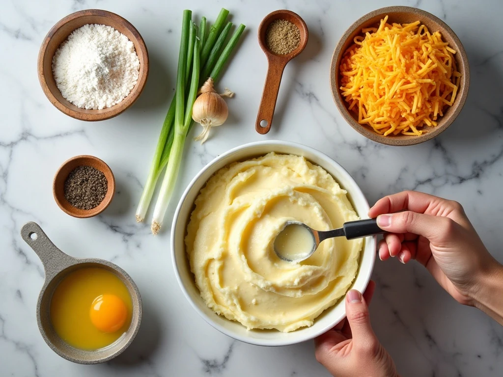 Ingredients for easy air fryer mashed potato cakes