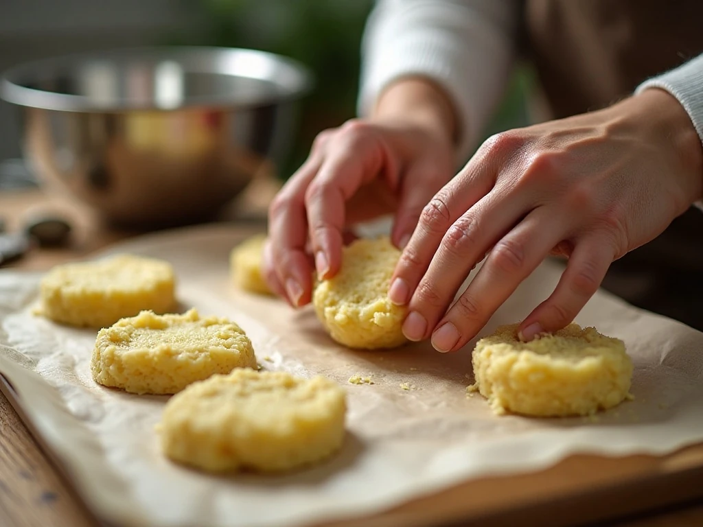 Shaping mashed potato mixture into cakes before air frying