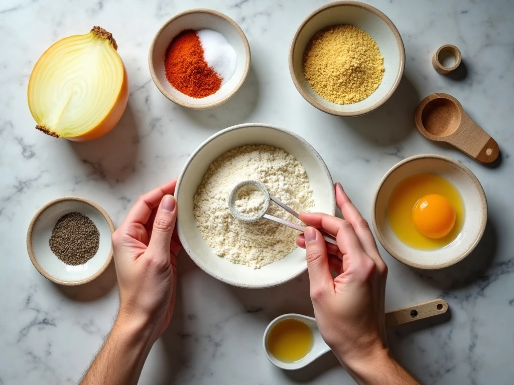 Ingredients for crispy air fryer onion rings