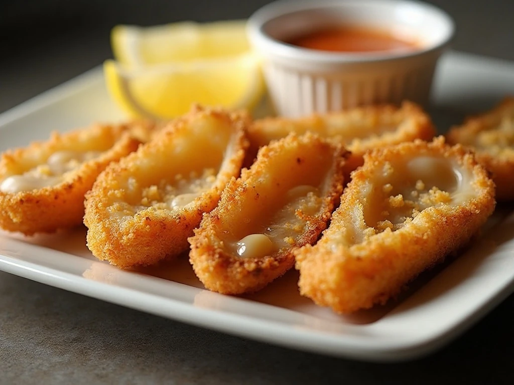Crispy air fryer oysters with lemon and dipping sauce