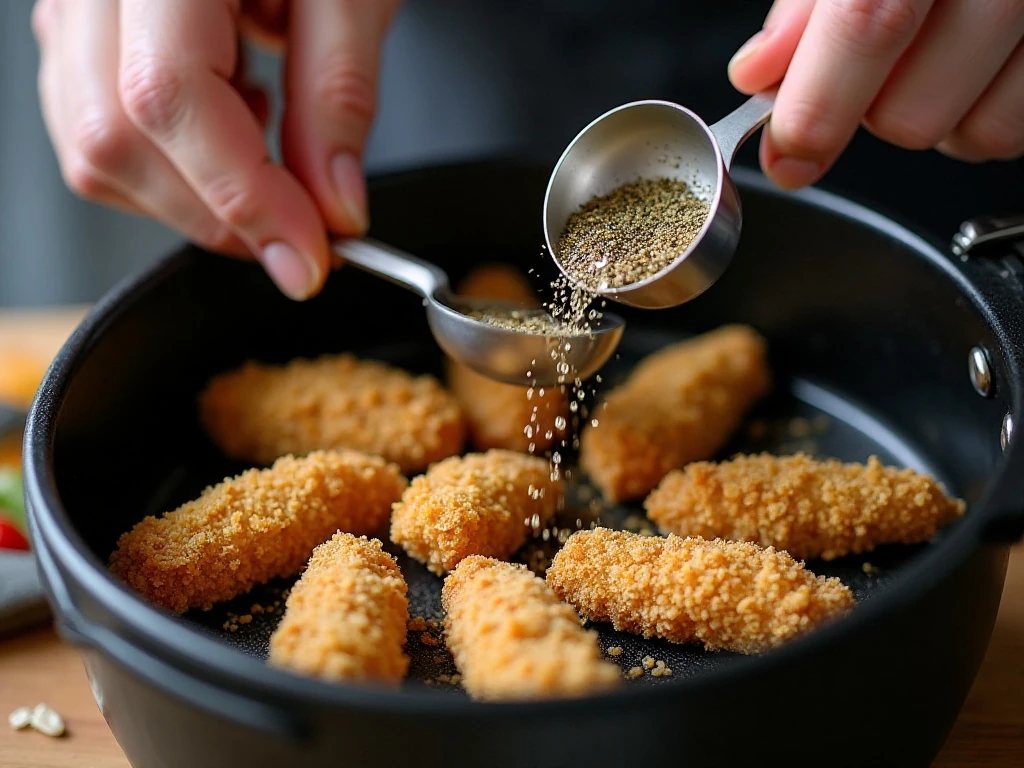 Breaded oysters arranged in an air fryer basket