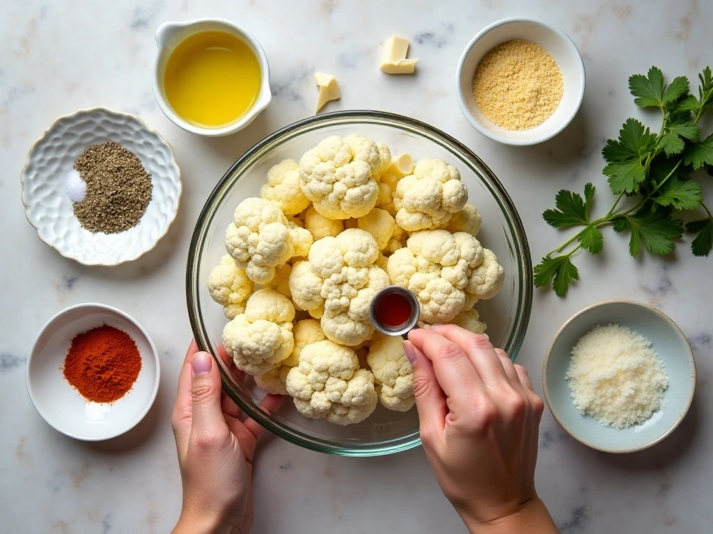 Ingredients for air fryer Parmesan cauliflower