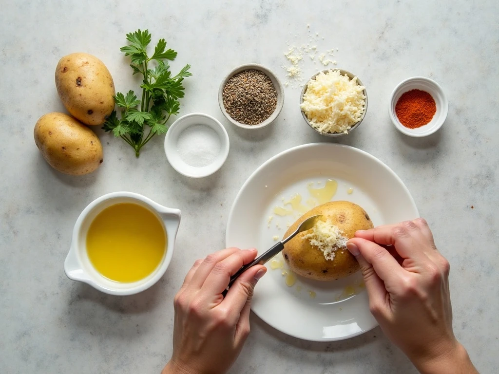 Ingredients for air fryer Parmesan steak fries