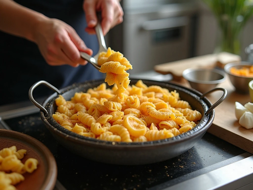 Pasta arranged in a single layer in an air fryer basket