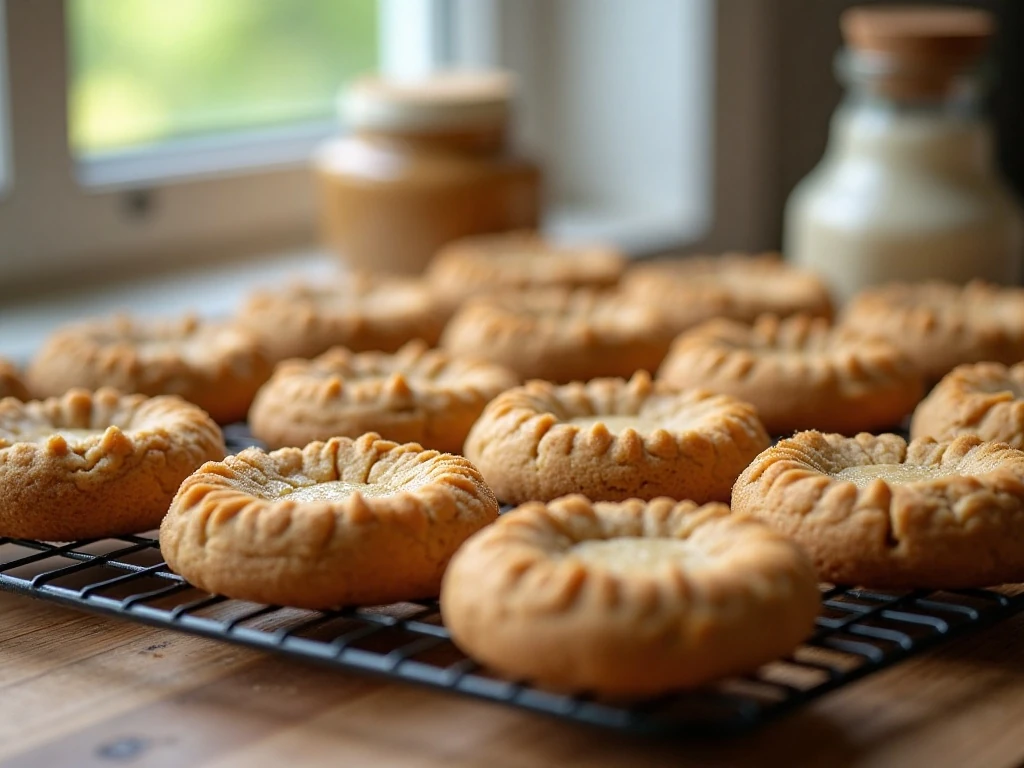 Cooled air fryer peanut butter cookies ready to serve or store